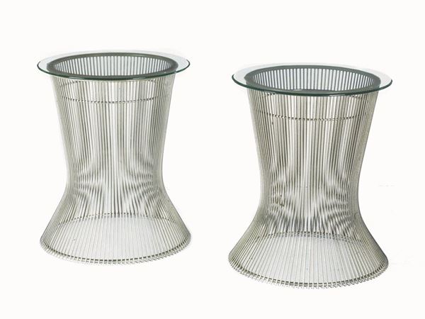 COPPIA DI TAVOLINI, DESIGN KNOLL, MODELLO PLATNER                         