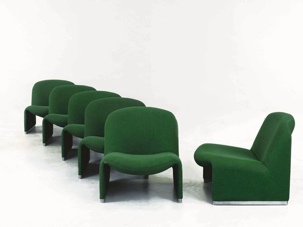 SEI POLTRONCINE, ANNI '70, DESIGN GIANCARLO PIRETTI PER CASTELLI, MODELLO ALKY