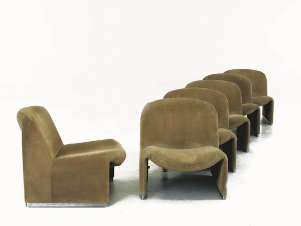 SEI POLTRONCINE, ANNI '70, DESIGN GIANCARLO PIRETTI PER CASTELLI, MODELLO ALKY