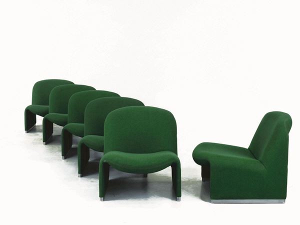 SEI POLTRONCINE, ANNI '70, DESIGN GIANCARLO PIRETTI PER CASTELLI, MODELLO ALKY