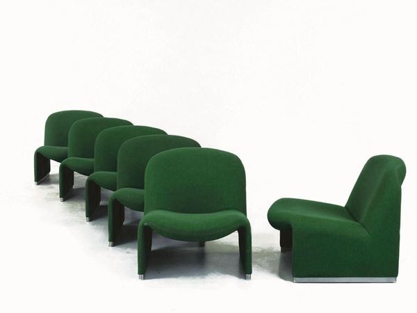 SEI POLTRONCINE, ANNI '70, DESIGN GIANCARLO PIRETTI PER CASTELLI, MODELLO 