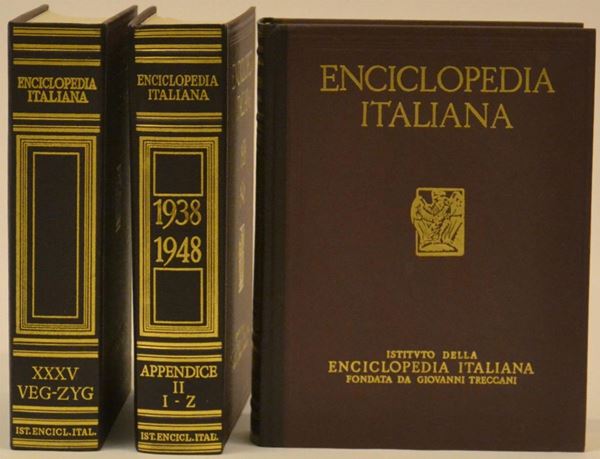 Enciclopedia italiana di scienze, lettere ed arti, edizione 1949,&nbsp;&nbsp;&nbsp;&nbsp;&nbsp;&nbsp;&nbsp;&nbsp;&nbsp;  - Asta DIPINTI, MOBILI  E OGGETTI D'ARTE - Poggio Bracciolini Casa d'Aste