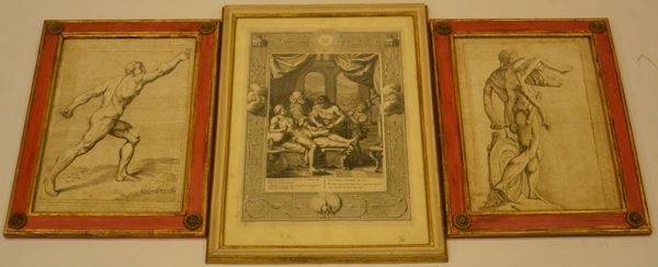 Tre stampe, sec. XVIII, raffiguranti&nbsp;&nbsp;&nbsp;&nbsp;&nbsp;&nbsp;&nbsp;&nbsp;&nbsp;&nbsp;&nbsp;&nbsp;&nbsp;&nbsp;&nbsp;&nbsp;&nbsp;&nbsp;&nbsp;&nbsp;&nbsp;&nbsp;&nbsp;&nbsp;&nbsp;&nbsp;&nbsp;&nbsp;&nbsp;&nbsp;&nbsp;&nbsp;&nbsp;&nbsp;&nbsp;&nbsp;&nbsp;&nbsp;