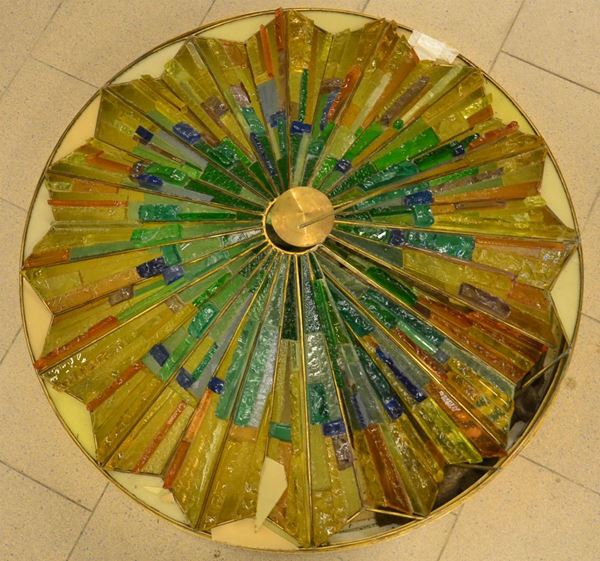 Plafoniera, sec. XX, manifattura Polloni, in metallo&nbsp;&nbsp;&nbsp;&nbsp;&nbsp;&nbsp;&nbsp;&nbsp;&nbsp;&nbsp;&nbsp;&nbsp;&nbsp;&nbsp;&nbsp;&nbsp;&nbsp;&nbsp;&nbsp;&nbsp;&nbsp;&nbsp;  - Asta DIPINTI, MOBILI  E OGGETTI D'ARTE - Poggio Bracciolini Casa d'Aste