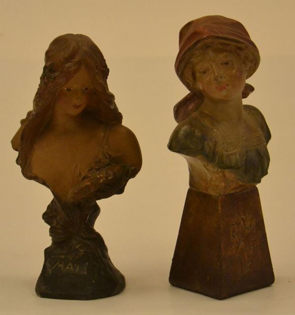 Due sculture, sec. XX, in gesso, raffiguranti&nbsp;&nbsp;&nbsp;&nbsp;&nbsp;&nbsp;&nbsp;&nbsp;&nbsp;&nbsp;&nbsp;&nbsp;&nbsp;&nbsp;&nbsp;&nbsp;&nbsp;&nbsp;&nbsp;&nbsp;&nbsp;&nbsp;&nbsp;&nbsp;&nbsp;&nbsp;&nbsp;&nbsp;&nbsp;