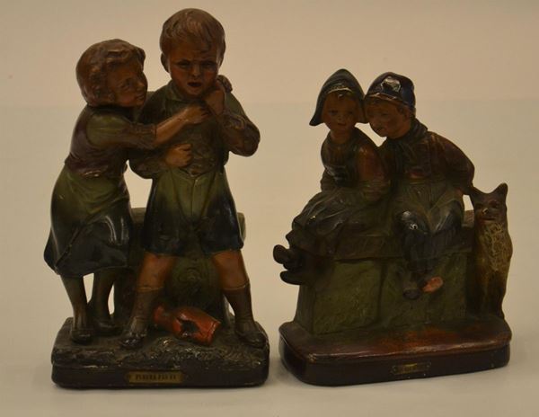 Due sculture, sec. XX, in gesso, raffiuguranti&nbsp;&nbsp;&nbsp;&nbsp;&nbsp;&nbsp;&nbsp;&nbsp;&nbsp;&nbsp;&nbsp;&nbsp;&nbsp;&nbsp;&nbsp;&nbsp;&nbsp;&nbsp;&nbsp;&nbsp;&nbsp;&nbsp;&nbsp;&nbsp;&nbsp;&nbsp;&nbsp;&nbsp;  - Asta DIPINTI, MOBILI  E OGGETTI D'ARTE - Poggio Bracciolini Casa d'Aste