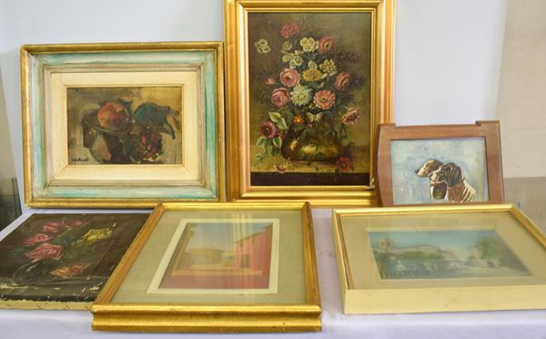 Sei dipinti, sec. XX, autori e soggetti vari,&nbsp;&nbsp;&nbsp;&nbsp;&nbsp;&nbsp;&nbsp;&nbsp;&nbsp;&nbsp;&nbsp;&nbsp;&nbsp;&nbsp;&nbsp;&nbsp;&nbsp;&nbsp;&nbsp;&nbsp;&nbsp;&nbsp;&nbsp;&nbsp;&nbsp;&nbsp;&nbsp;&nbsp;&nbsp;  - Asta DIPINTI, MOBILI  E OGGETTI D'ARTE - Poggio Bracciolini Casa d'Aste