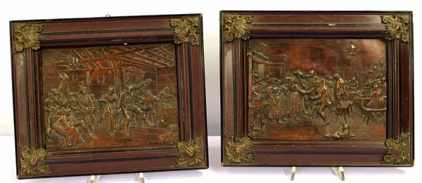 Coppia di bassorilievi , inizi sec. XX  - Asta GIOIELLI, ARGENTI, ARREDI, OGGETTI D'ARTE E DIPINTI - Poggio Bracciolini Casa d'Aste