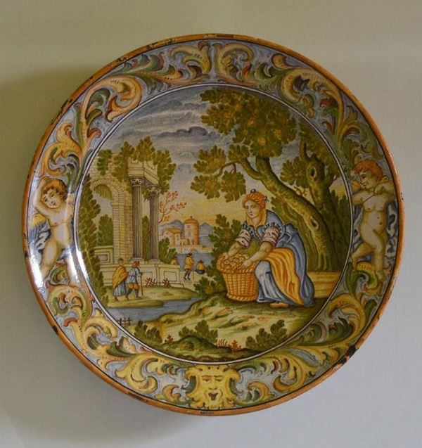 Piatto da parete, Italia centrale, sec. XIX, in maiolica