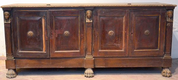 Credenza, Impero, in mogano, sei sportelli,