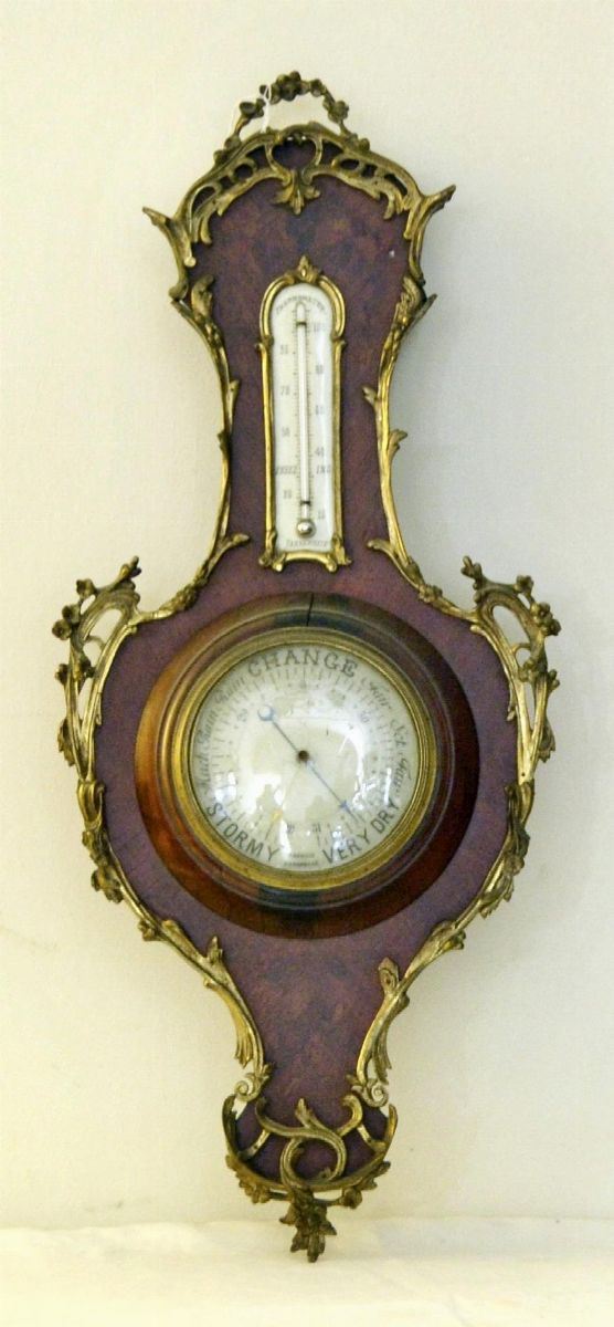 Barometro, sec. XIX, cassa in radica,  - Asta GIOIELLI, ARGENTI, ARREDI, OGGETTI D'ARTE E DIPINTI - Poggio Bracciolini Casa d'Aste