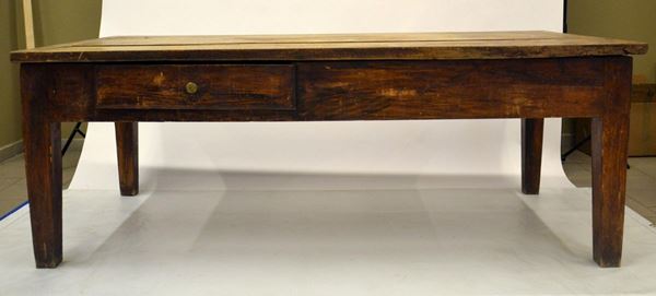 Tavolo da cucina, sec. XIX, in castagno                                     - Asta GIOIELLI, ARGENTI, ARREDI, OGGETTI D'ARTE E DIPINTI - Poggio Bracciolini Casa d'Aste