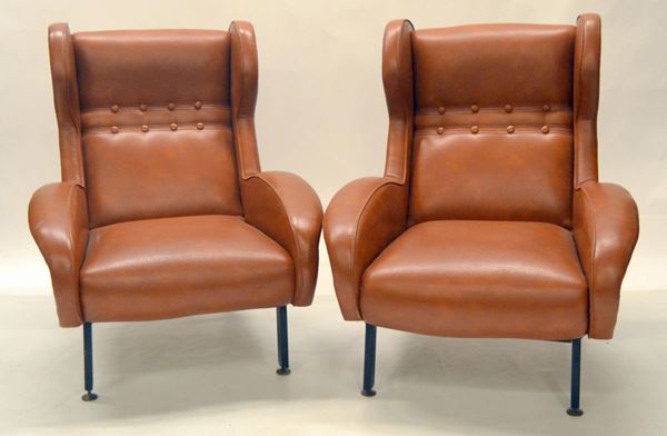 Due poltrone, anni 70, imbottite