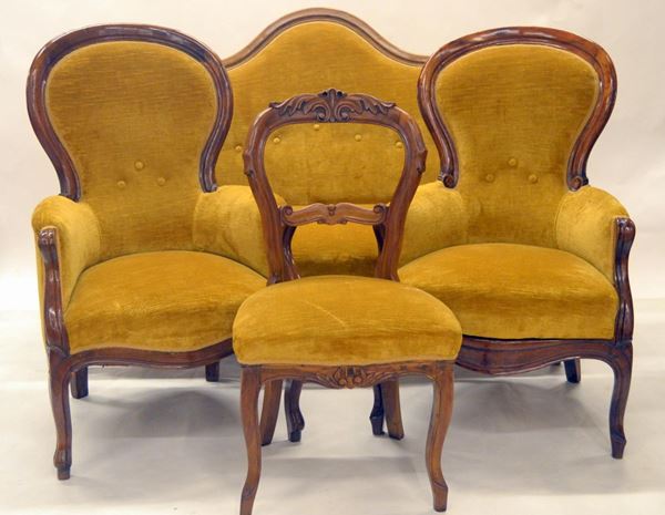 Salotto, Luigi Filippo, composto da divano,