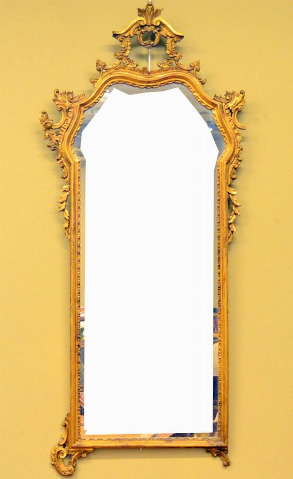 Specchiera, sec. XIX, entro cornice in legno  - Asta GIOIELLI, ARGENTI, ARREDI, OGGETTI D'ARTE E DIPINTI - Poggio Bracciolini Casa d'Aste
