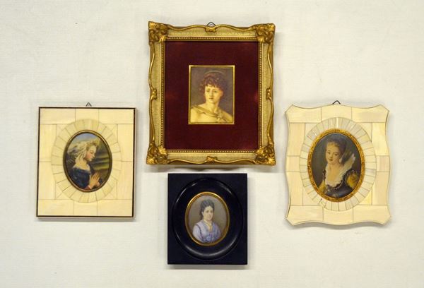 Scuola italiana, sec. XIX, ritratti femminili,