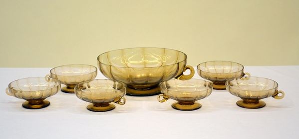 Servito da macedonia, inizi sec. XX, in vetro di Murano,&nbsp;&nbsp;&nbsp;&nbsp;&nbsp;&nbsp;&nbsp;&nbsp;&nbsp;&nbsp;&nbsp;&nbsp;&nbsp;&nbsp;&nbsp;&nbsp;&nbsp;&nbsp;