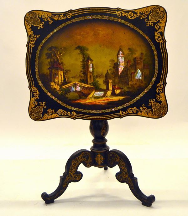 Tavolino, Veneto, sec. XVIII, in legno laccato,