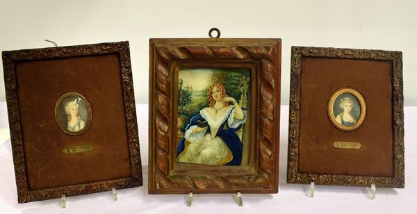 Due miniature , inizi sec. XX                                               - Asta GIOIELLI, ARGENTI, ARREDI, OGGETTI D'ARTE E DIPINTI - Poggio Bracciolini Casa d'Aste