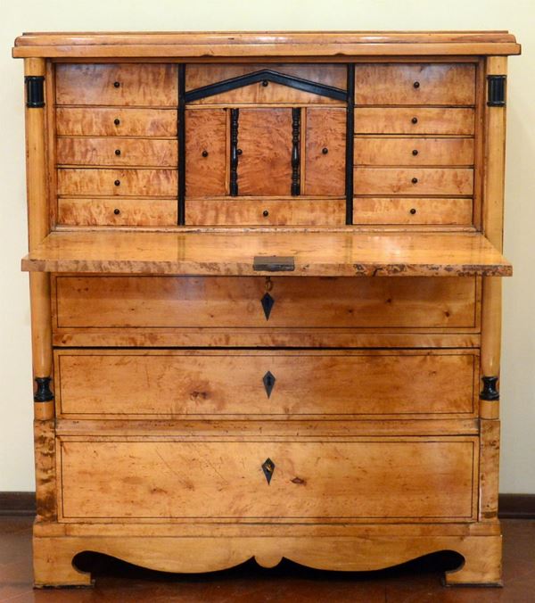 Segretaire, Biedermeier, in radica di tuia, sportello a ribalta,          