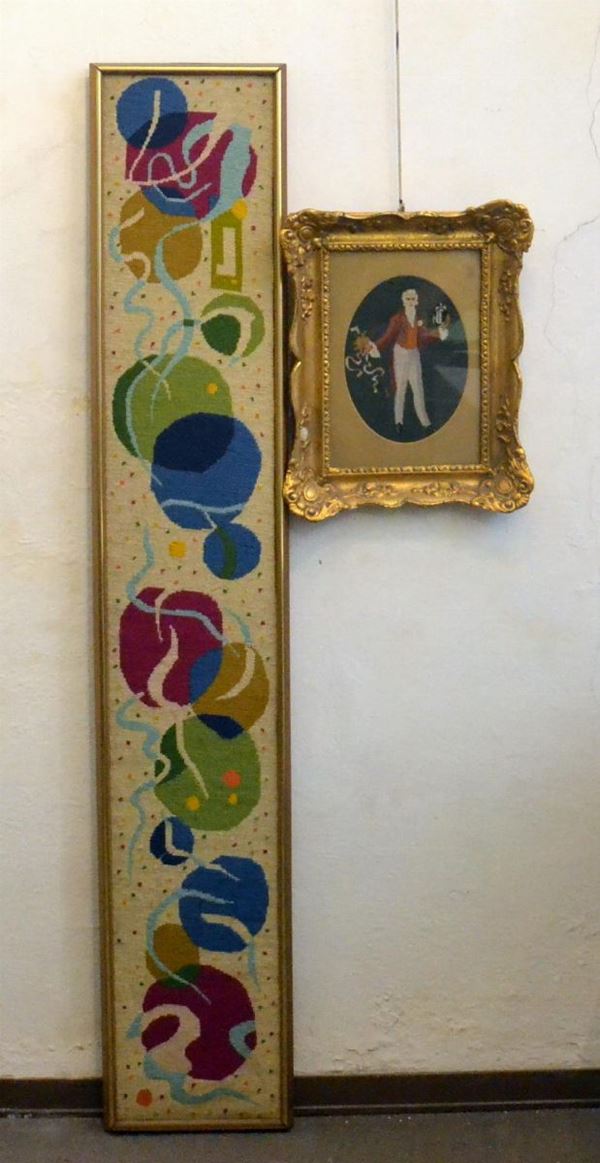 Due piccoli punti, sec. XX, raffiguranti  - Asta GIOIELLI, ARGENTI, ARREDI, OGGETTI D'ARTE E DIPINTI - Poggio Bracciolini Casa d'Aste