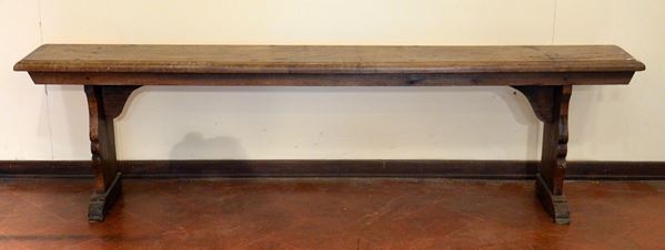 Panca, sec. XIX, in noce,  - Asta GIOIELLI, ARGENTI, ARREDI, OGGETTI D'ARTE E DIPINTI - Poggio Bracciolini Casa d'Aste