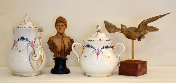 Brocca e zuccheriera, sec. XIX, in ceramica