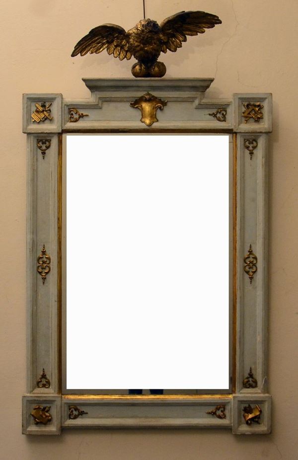 Specchiera, inizi sec. XX, entro cornice in legno