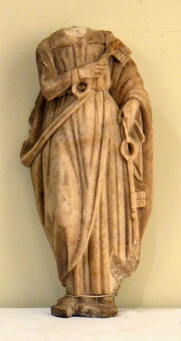 Scultura acefala , sec. XIX, in marmo, raffigurante