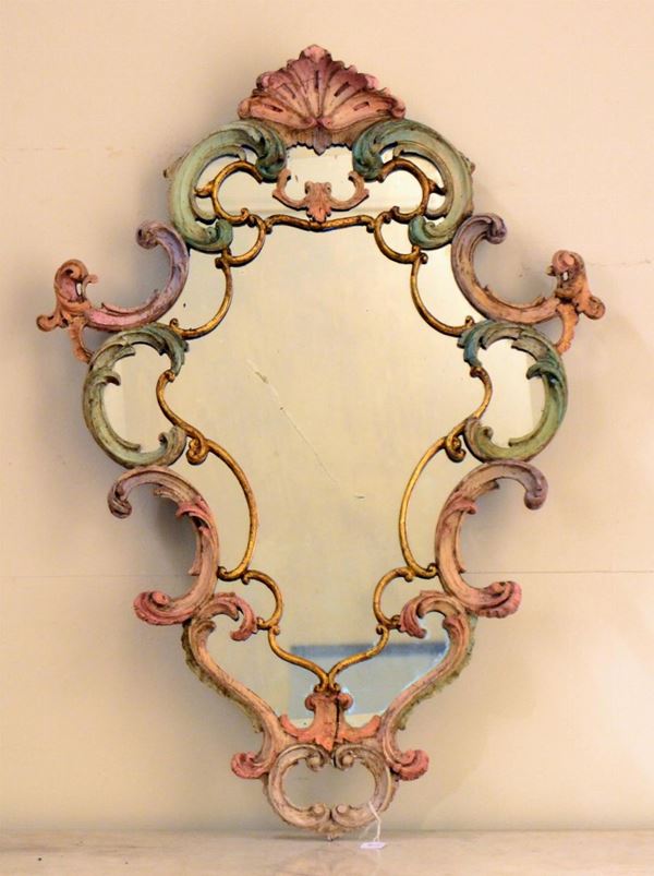 Specchiera, in stile 700, entro cornice