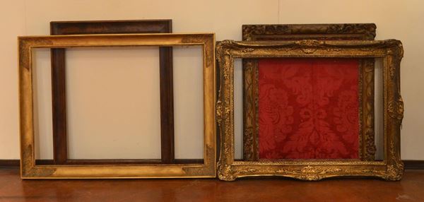 Quattro cornici, sec. XIX e XX, in legno,