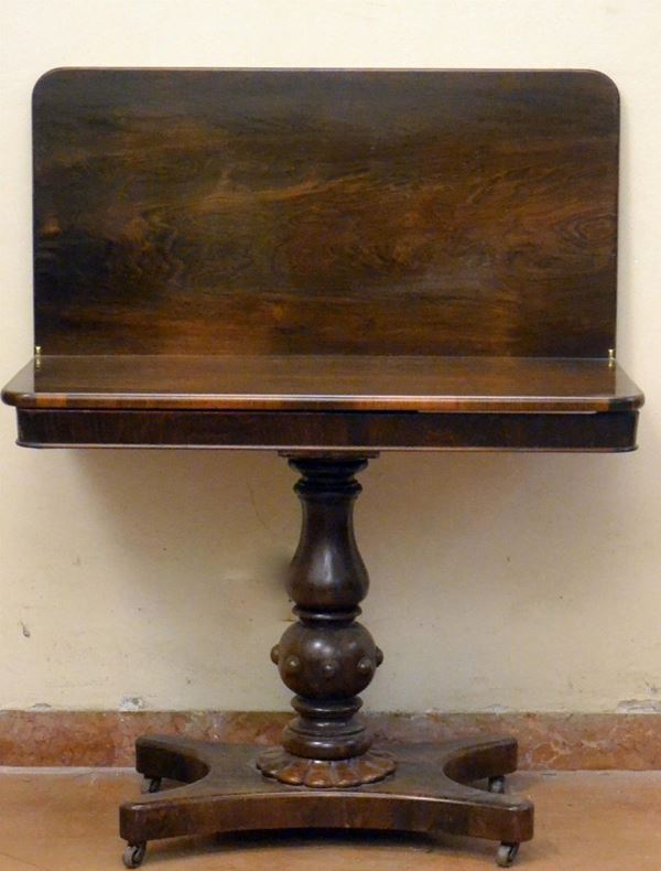 Tavolo da gioco, Inghilterra, sec. XIX, in mogano,