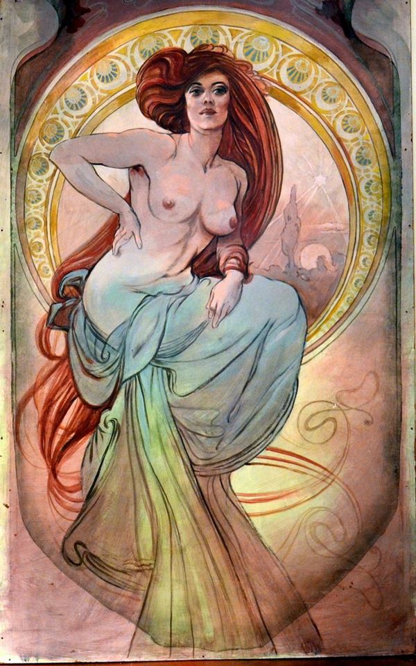 Pannello, Liberty, raffigurante nudo femminile