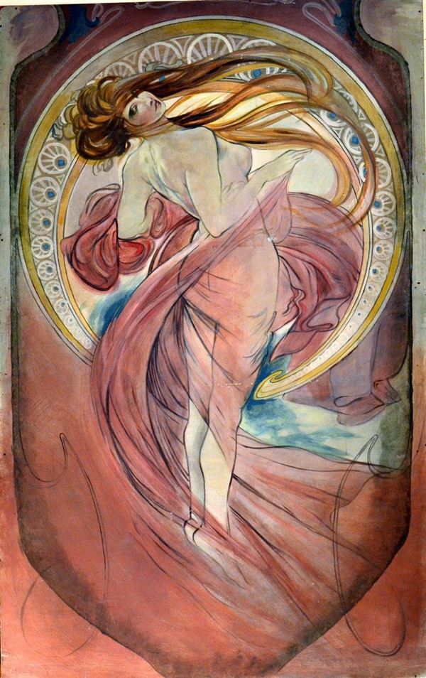 Pannello, Liberty, raffigurante nudo femminile