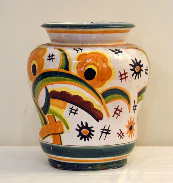 Vaso, in stile Liberty, in terracotta smaltata