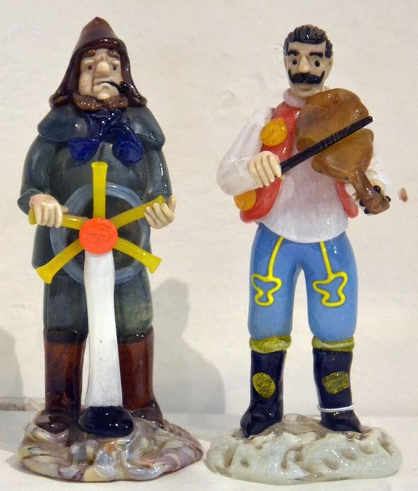 Due soprammobili, sec. XX, in vetro di Murano,  - Asta GIOIELLI, ARGENTI, ARREDI, OGGETTI D'ARTE E DIPINTI - Poggio Bracciolini Casa d'Aste