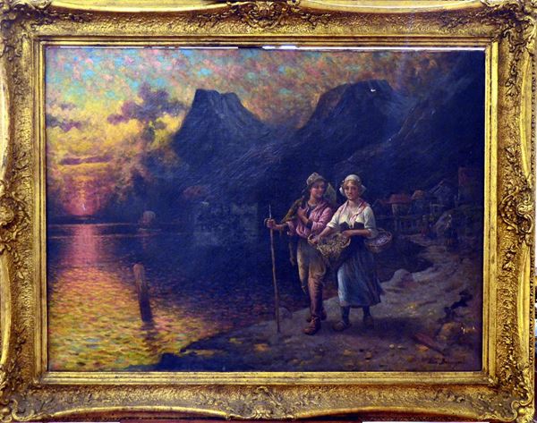 Scuola nord europea, sec. XIX  - Asta GIOIELLI, ARGENTI, ARREDI, OGGETTI D'ARTE E DIPINTI - Poggio Bracciolini Casa d'Aste