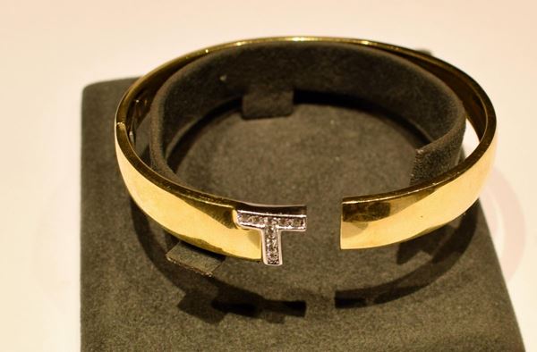 BRACCIALE IN ORO GIALLO, ORO BIANCO E BRILLANTI