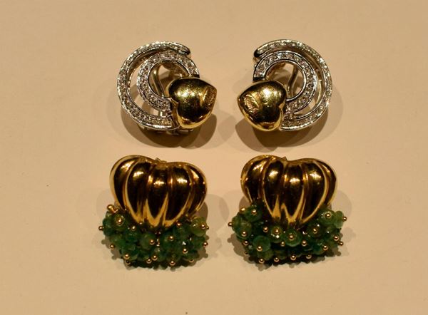 DUE PAIA DI ORECCHINI IN ORO GIALLO , ORO BIANCO  - Asta ANTIQUARIATO, COLLEZIONISMO, GIOIELLI - Poggio Bracciolini Casa d'Aste