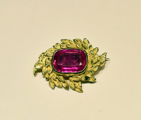 SPILLA IN ORO GIALLO E QUARZO                                               - Asta ANTIQUARIATO, COLLEZIONISMO, GIOIELLI - Poggio Bracciolini Casa d'Aste
