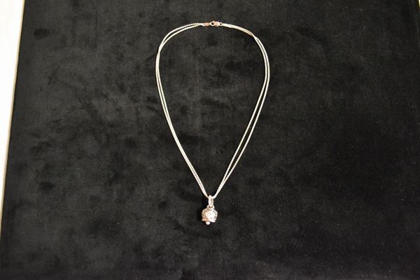 Catena a doppio filo in oro bianco con pendente
