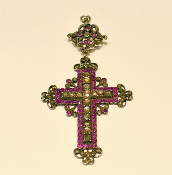 PENDENTE , INIZI SEC. XX IN ARGENTO, DIAMANTI