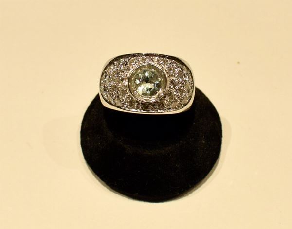ANELLO IN ORO BIANCO , DIAMANTI E                                     