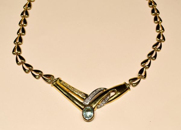 COLLANA IN ORO GIALLO,ORO BIANCO, DIAMANTI