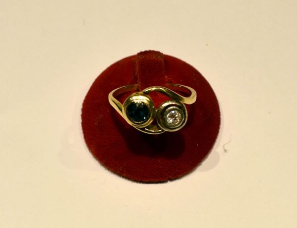 ANELLO IN ORO GIALLO, ORO BIANCO,DIAMANTE E                            