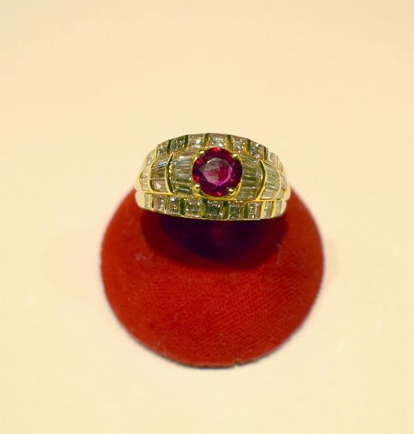 ANELLO IN ORO BIANCO, ORO GIALLO,DIAMANTI E