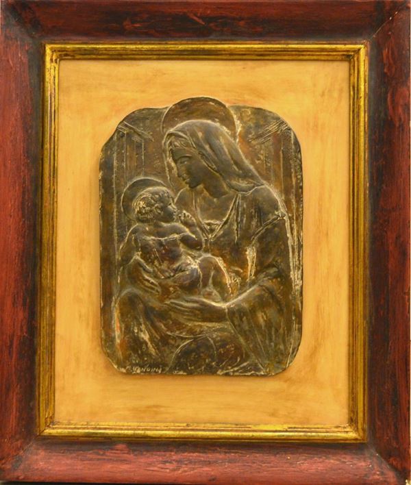 Bassorilievo, sec. XX, in terracotta, raffigurante