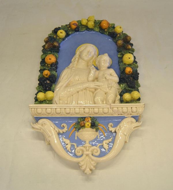 Altorilievo, sec. XX, in ceramica policroma, raffigurante