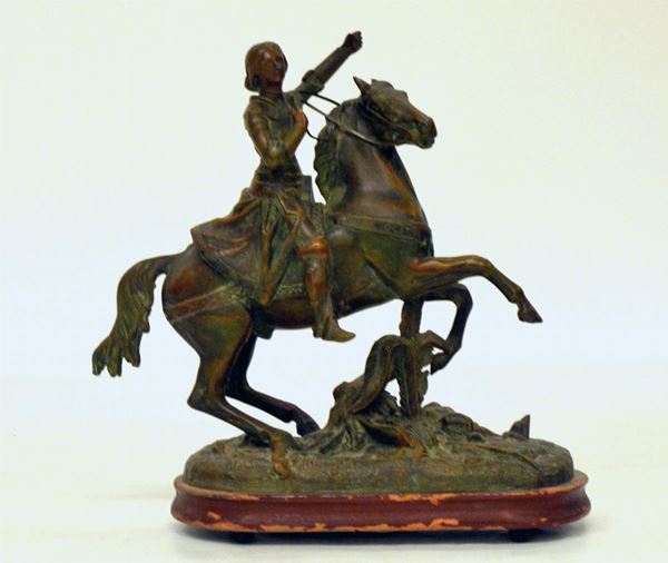 Scultura, fine sec. XIX, in bronzo, raffigurante