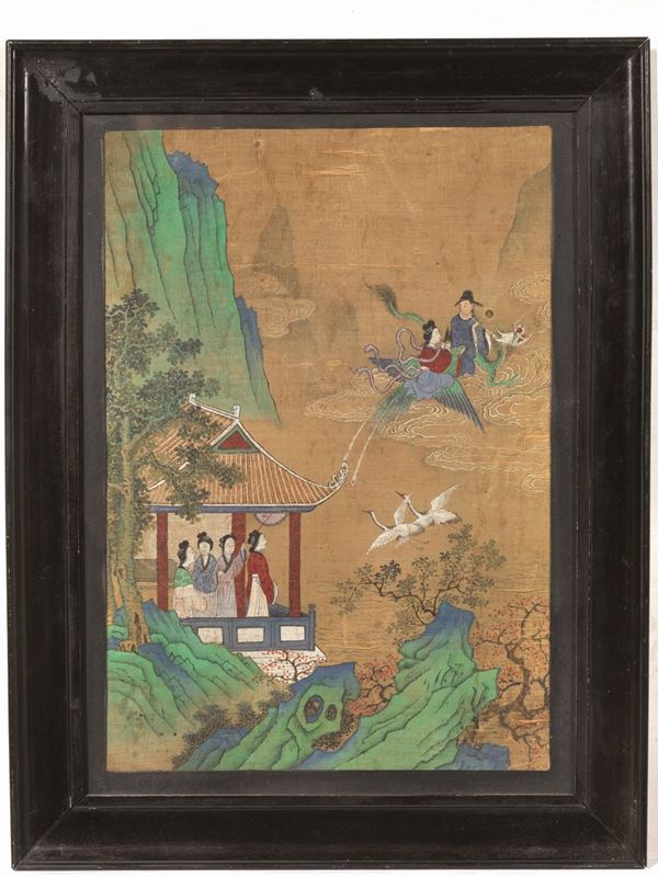 DIPINTO SU SETA, CINA, DINASTIA QING, SEC. XIX